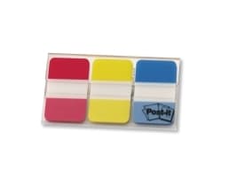 Post-it Index 686-RYB - Lapper med dispenser - 25.4 x 38.1 mm - 66 ark (3 x 22) - gul, blå, rød
