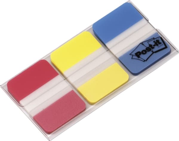 Post-it Index 686-RYB - Lapper med dispenser - 25.4 x 38.1 mm - 66 ark (3 x 22) - gul, blå, rød