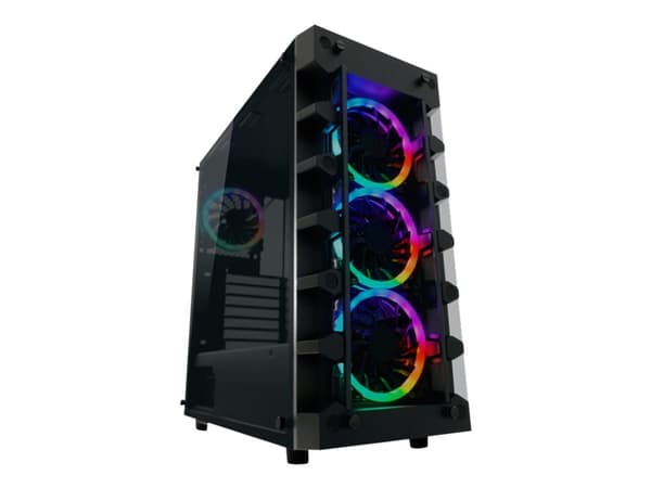 LC Power Gaming 709B Solar_System_X - Tower - ATX - genomskinlig sidopanel (härdat glas) - ingen strömförsörjning - svart - USB/ljud Svart