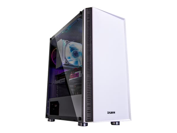 Zalman R2 - Mid tower - utökad ATX - genomskinlig sidopanel (härdat glas) - ingen strömförsörjning - vit - USB/ljud