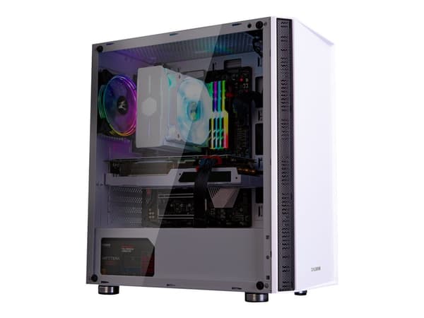 Zalman R2 - Mid tower - utökad ATX - genomskinlig sidopanel (härdat glas) - ingen strömförsörjning - vit - USB/ljud