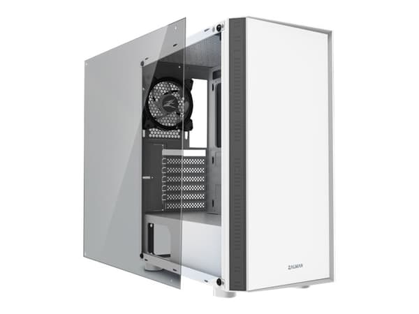 Zalman R2 - Mid tower - utökad ATX - genomskinlig sidopanel (härdat glas) - ingen strömförsörjning - vit - USB/ljud