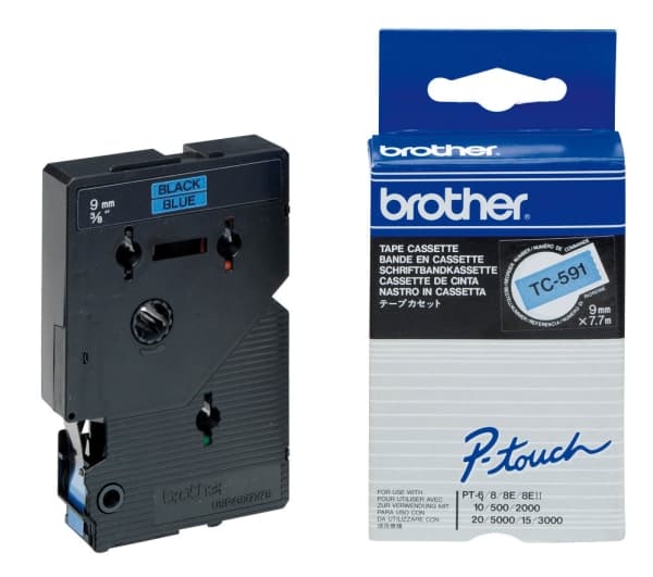 Brother TC591 - 9 mm x sort på blått - laminert teip - for P-Touch PT-2000, PT-3000, PT-500, PT-5000, PT-8E