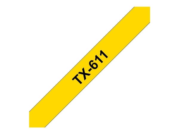Brother Gloss Laminated Labelling Tape - 6mm, Black/Yellow etikettlagingsbånd TX