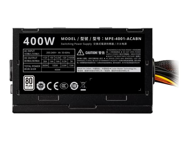 Cooler Master Elite V4 MPE-4001-ACABN - Strømforsyning (intern) - ATX12V 2.41/ EPS12V - 80 PLUS - AC 200-240 V - 400 watt - aktiv PFC - Europa