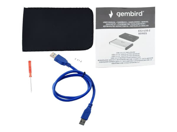 Gembird EE2-U3S-2-B - Drevkabinett - 2.5" - SATA 3Gb/s - USB 3.0 - blå
