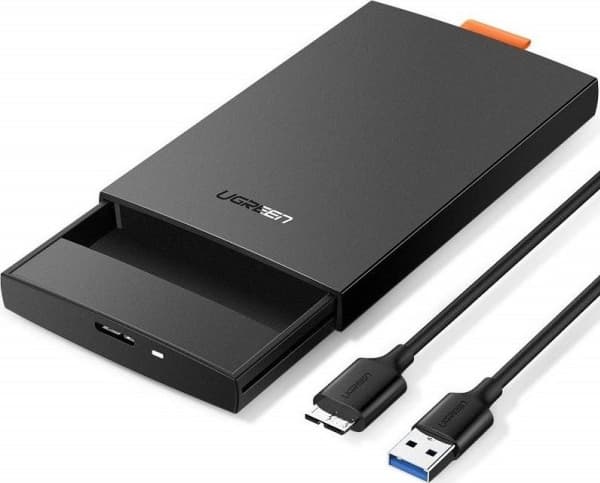 Ugreen 60353, HDD- / SSD kabinett, 2.5", Serial ATA III, 5 Gbit/s, USB-anslutning, Svart