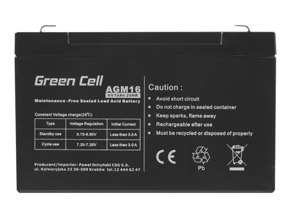 Green Cell - UPS-batteri - 1 x batteri - Sealed Lead Acid (SLA) - 10 Ah - svart