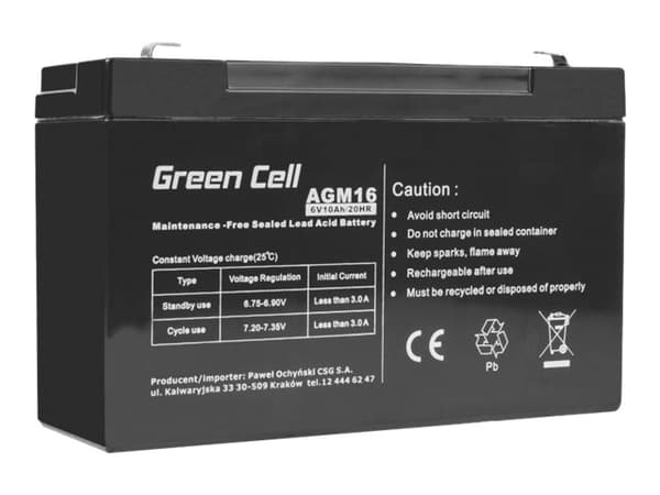 Green Cell - UPS-batteri - 1 x batteri - Sealed Lead Acid (SLA) - 10 Ah - svart