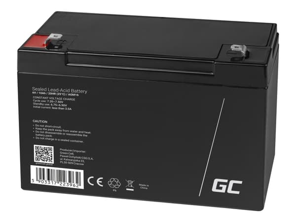 Green Cell - UPS-batteri - 1 x batteri - Sealed Lead Acid (SLA) - 10 Ah - svart