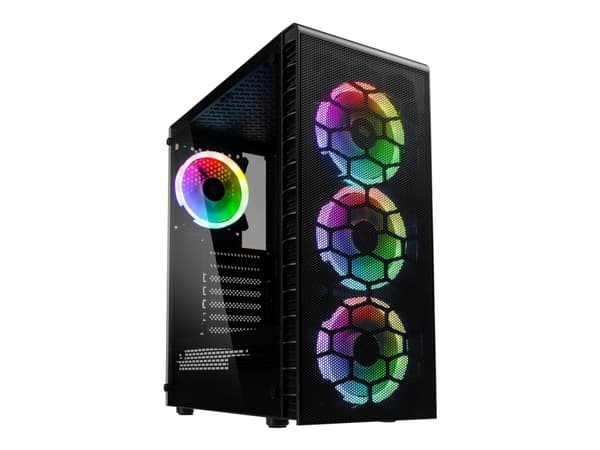 Kolink Observatory Lite Mesh RGB - Tower - ATX - sidepanel med vindu (herdet glass) - ingen strømforsyning (ATX) - svart - USB/lyd