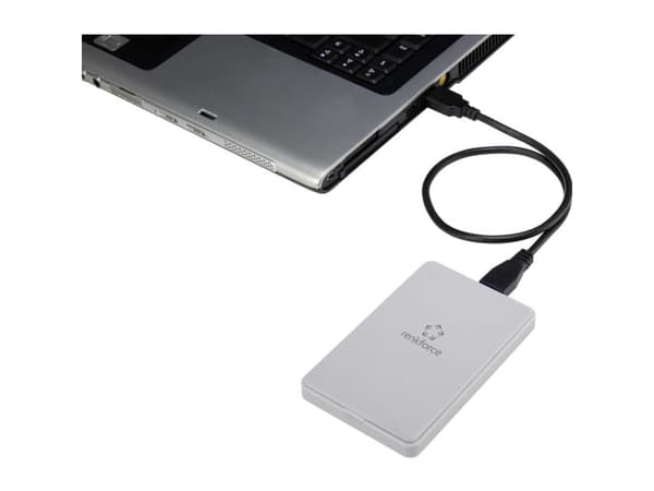 Renkforce RF-4505644, HDD/SSD-kapsling, 2,5", SATA, Serial ATA II, Serial ATA III, 5 Gbit/s, USB-tilkobling, Hvit