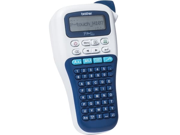 Brother P-Touch PT-H107B - Etikettmaker - S/H - termotransfer - Rull (1,2 cm) - 180 dpi - inntil 20 mm/sek - kutter - 2-linjers utskrift - hvit, blå