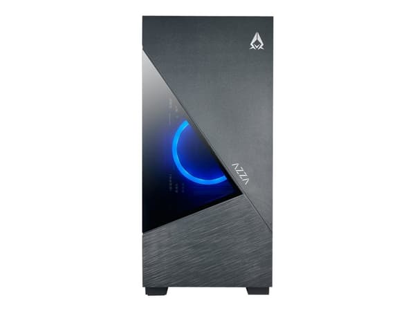 AZZA Eclipse 440 - Mid tower - utökad ATX - genomskinlig sidopanel (härdat glas) - ingen strömförsörjning - svart - USB/ljud