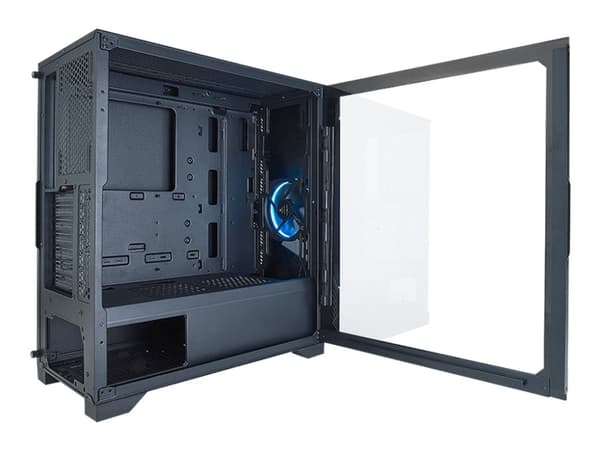 AZZA Eclipse 440 - Mid tower - utökad ATX - genomskinlig sidopanel (härdat glas) - ingen strömförsörjning - svart - USB/ljud