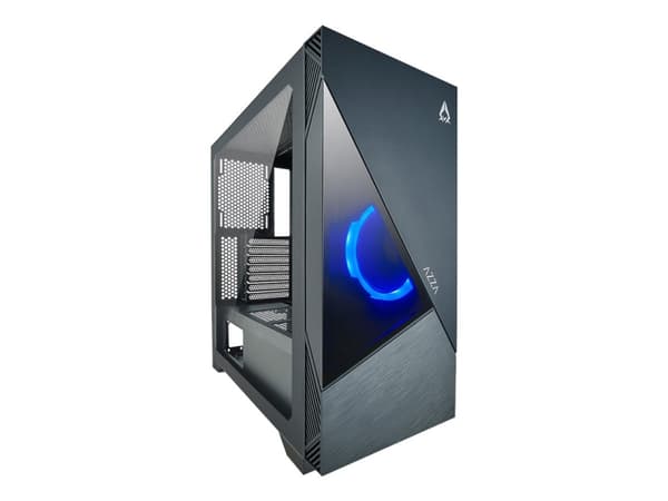 AZZA Eclipse 440 - Mid tower - utökad ATX - genomskinlig sidopanel (härdat glas) - ingen strömförsörjning - svart - USB/ljud Svart