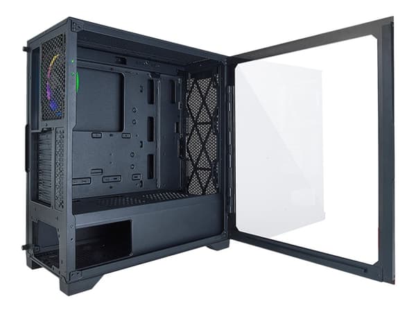 AZZA HIVE 450 - Mid tower - utökad ATX - genomskinlig sidopanel (härdat glas) - ingen strömförsörjning (ATX) - svart - USB/ljud