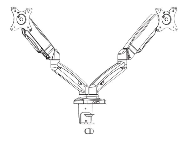 DELTACO ARM-1300 - Monteringssats - justerbar arm - för 2 monitorer - plast, aluminium - mattsvart - skärmstorlek: 13"-27" - disk-monteringsbar