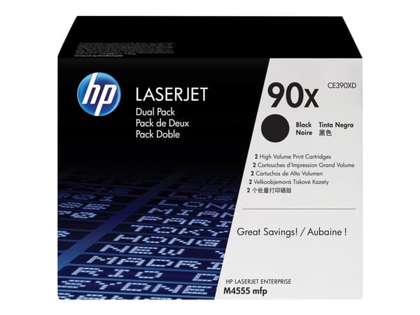 HP 90X, alkuperäinen riittoisa musta LaserJet-värikasetti, kaksoispakkaus, 48000 sivua, Musta, 2 kpl