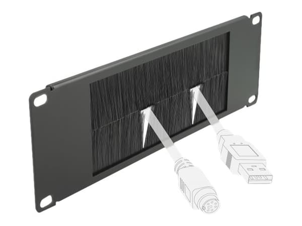 Delock Cable Management Brush Strip - Styringspanel for rackkabler med børste - svart - 2U - 10"