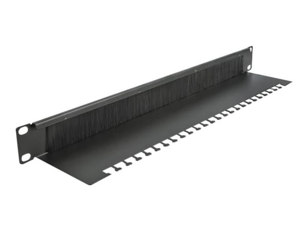 Delock Cable Management Brush Strip with Cable Support Plate - Styringspanel for rackkabler med børste - svart - 1U - 19"