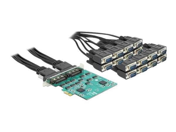 Delock PCI Express Card to 16 x Serial RS-232 High Speed ESD protection - Seriell adapter - PCIe 1.1 - RS-232 x 16 - grön