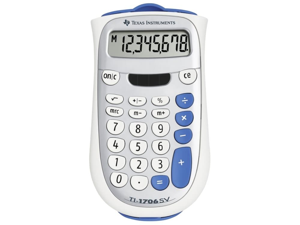 Texas Instruments TI-1706 SV - Fickkalkylator - 8 siffror - solcellspanel, batteri