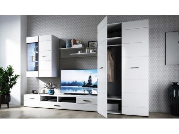 Tuckano hylla 110x25x23 CANADA vit högglans, Flödande hylla, Fäste, MDF, Spånskiva, Vit, Sovrum, Vardagsrum, Universal, 2 hyllor