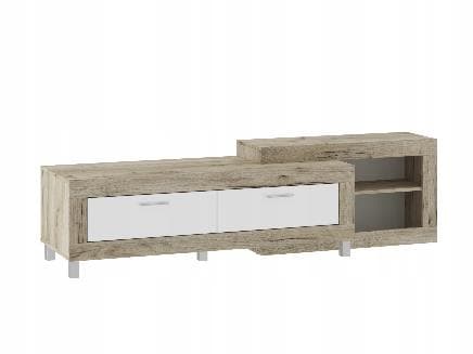 Tuckano RTV-skåp 195x52x52 ULTRA craft grey/white gloss grey/white, Ek, Spånskiva, Ek, High density fibreboard (HDF), Spånskiva, 2 låda(ar), 1 hylla