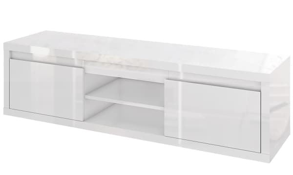 Tuckano RTV-skåp 150x42x40 GLANCE helt i vit högglans, Vit, Spånskiva, Vit, Spånskiva, 1 hylla, Lack