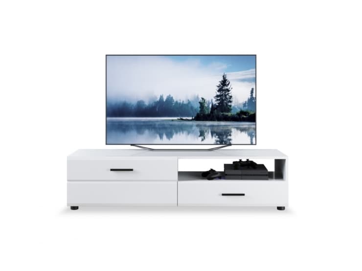 Tuckano RTV-skåp 140x35x45 CANADA vit högglans, Vit, Vit, HDF-skiva (High density fibreboard), Spånskiva, 1 låda/lådor, 1 hylla, Matt