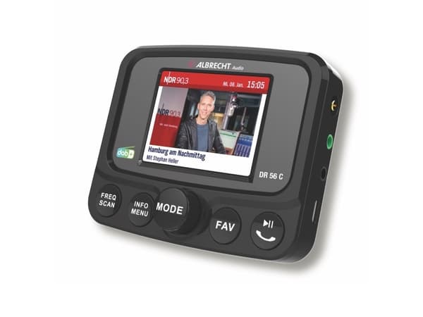Albrecht DR 56 C DAB+ modtager Bluetooth musikstreaming , Håndfri funktion, Opladerfunktion, Sugekopholder
