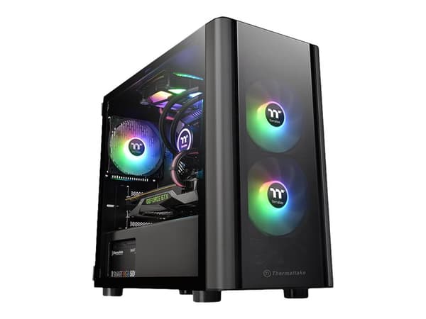 Thermaltake V Series V150 TG - Tower - micro ATX - genomskinlig sidopanel (härdat glas) - ingen strömförsörjning (PS/2) - svart - USB/ljud