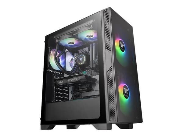 Thermaltake Versa T25 TG - Mid tower - ATX - genomskinlig sidopanel (härdat glas) - ingen strömförsörjning (PS/2) - svart - USB/ljud Svart