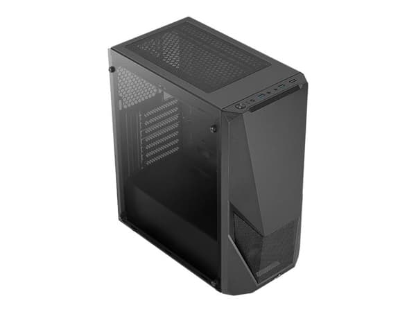 AeroCool Zauron - Tempered Glass Edition - mid tower - ATX - sidepanel med vindu (herdet glass) - ingen strømforsyning (ATX) - svart - USB/lyd