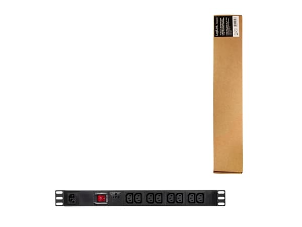 LogiLink PDU8A02, Grunnleggende, 1U, Aluminium, Sort, 8 AC-utganger, C13 kopling