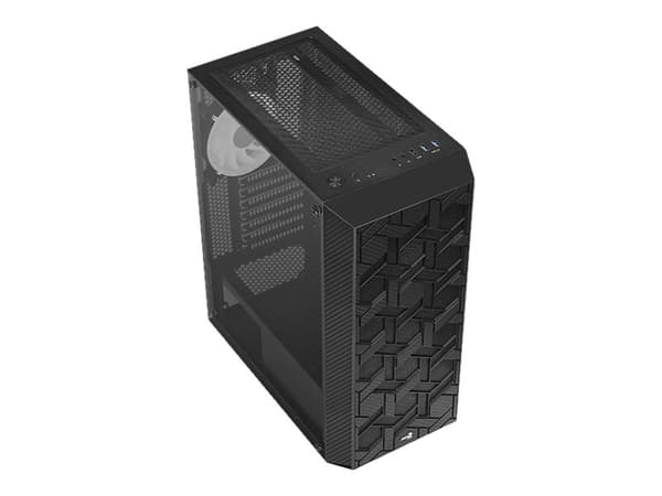 AeroCool Hive FRGB - Tempered Glass Edition - mid tower - ATX - sidepanel med vindu (herdet glass) - ingen strømforsyning (ATX) - svart - USB/lyd