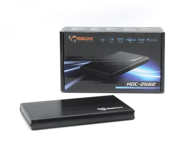 SBOX HDC-2562B, HDD- / SSD kabinett, 2.5", SATA, Serial ATA II, Serial ATA III, 5 Gbit/s, USB-anslutning, Svart