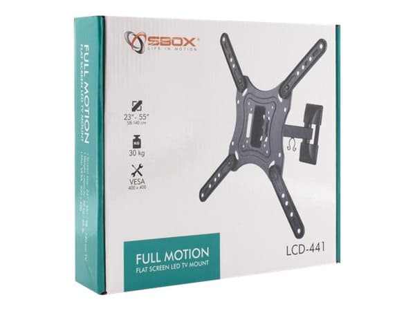 SBOX LCD-441 - Monteringssett (veggmontering) - universal and full-motion - for LCD-TV - stål - svart - skjermstørrelse: 23"-55"