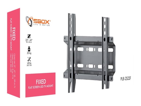 SBOX PLB-2522F - Monteringssett (veggmontering) - for LCD-TV - stål - svart - skjermstørrelse: 32"-43" Sort