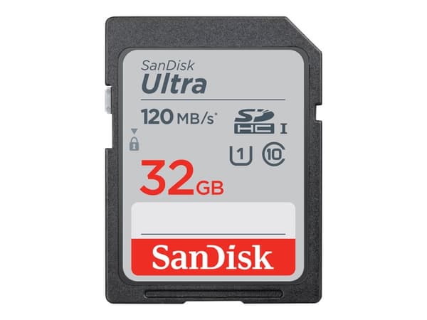 SanDisk Ultra, 32 GB, SDHC, Luokka 10, UHS-I, 120 MB/s, Class 1 (U1)