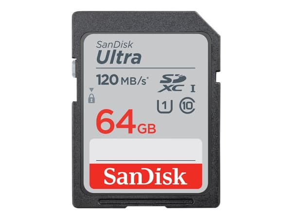 SanDisk Ultra, 64 GB, SDXC, Klasse 10, 120 MB/s, Klasse 1 (U1), V10