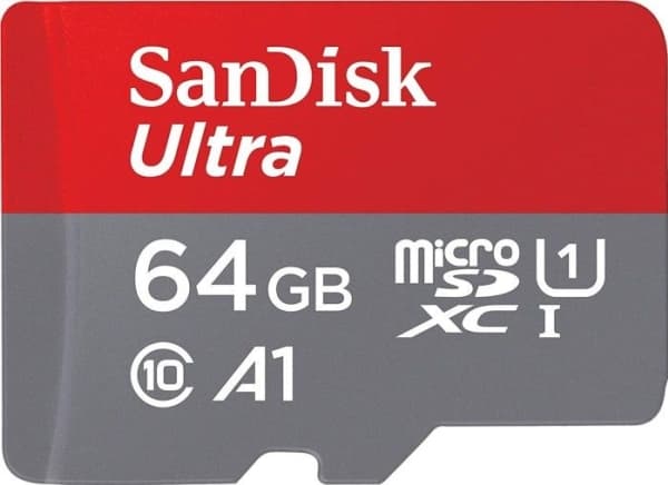 SanDisk Ultra microSD, 64 GB, MicroSDXC, Luokka 10, UHS-I, 120 MB/s, Harmaa, Punainen