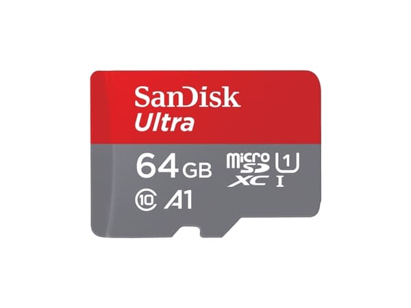 SanDisk Ultra microSD, 64 GB, MicroSDXC, Luokka 10, UHS-I, 120 MB/s, Harmaa, Punainen