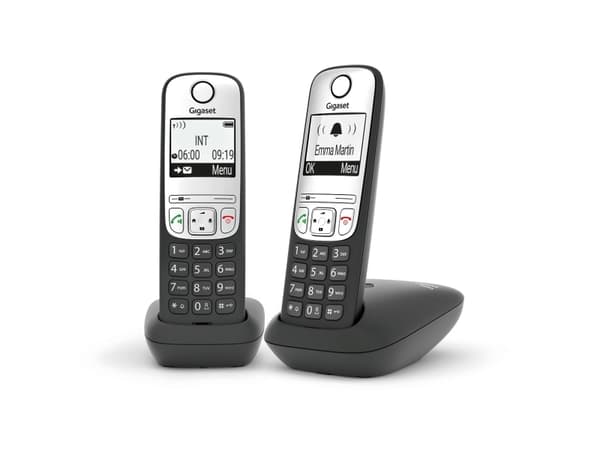 Gigaset A690 Duo - Trådlös telefon med nummerpresentation - ECO DECT\GAP - 3-riktad samtalsförmåg - svart + 1 extra handuppsättning