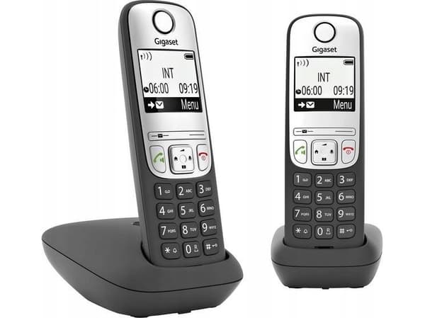 Gigaset A690 Duo - Trådlös telefon med nummerpresentation - ECO DECT\GAP - 3-riktad samtalsförmåg - svart + 1 extra handuppsättning