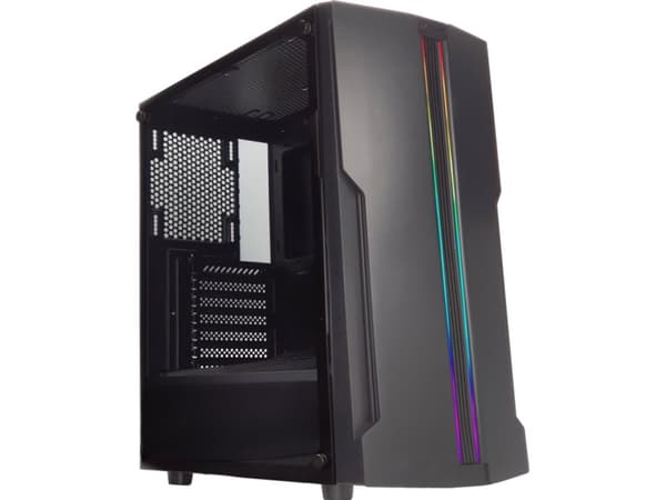 Xilence Performance C X5 - Mid tower - ATX - genomskinlig sidopanel (härdat glas) - ingen strömförsörjning (ATX) - svart pulverlack - USB/ljud