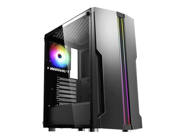 Xilence Performance C X5 - Mid tower - ATX - genomskinlig sidopanel (härdat glas) - ingen strömförsörjning (ATX) - svart pulverlack - USB/ljud