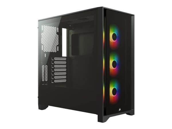 Corsair iCUE 4000X RGB, Midi Tower, PC, Musta, ATX, EATX, mikro ATX, Mini-ITX, Muovi, Terästä, Karkaistu lasi, Pelaaminen
