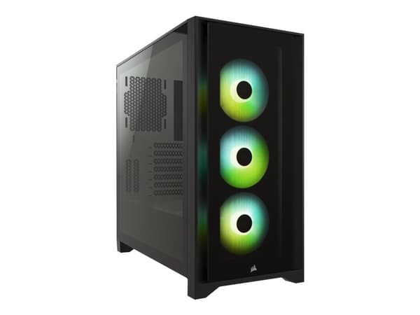 Corsair iCUE 4000X RGB, Midi Tower, PC, Musta, ATX, EATX, mikro ATX, Mini-ITX, Muovi, Terästä, Karkaistu lasi, Pelaaminen